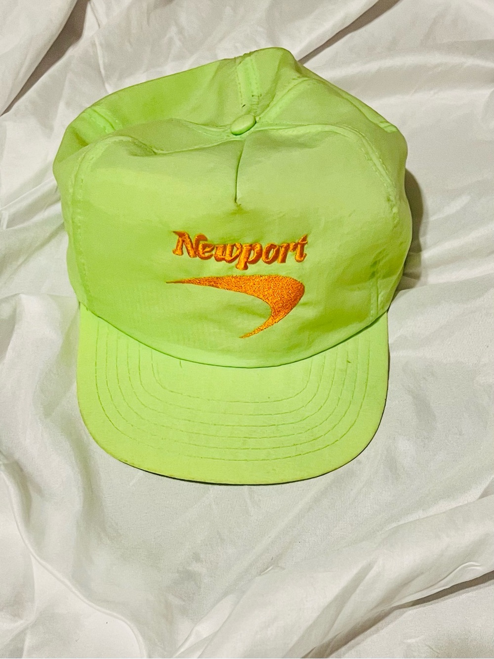 Vintage Newport  Neon Lime Cap with Orange Logo
